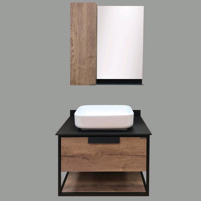 Зеркало шкаф Comforty Кёльн 75 для ванной комнаты, цвет дуб тёмный