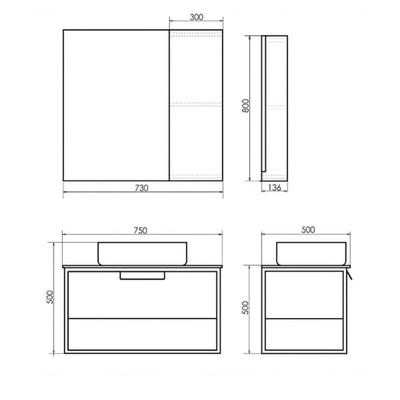 Зеркало шкаф Comforty Кёльн 75 для ванной комнаты, цвет дуб тёмный