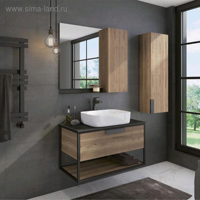 Зеркало шкаф для ванной комнаты Comforty «Кёльн 90», 900×800 мм, цвет дуб тёмный - Фото 1