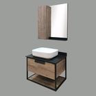 Тумба-умывальник COMFORTY «Кёльн-75», дуб темный с чёрной столешницей с раковиной T-Y9378 - Фото 6