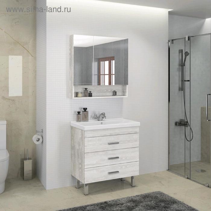 Тумба-умывальник COMFORTY «Никосия-80Н», дуб белый с раковиной Fest 80 F01