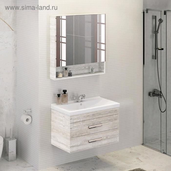 Тумба-умывальник COMFORTY «Никосия-80П», дуб белый с раковиной Fest 80 F01