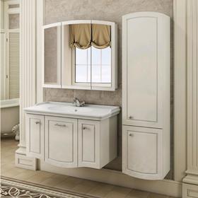 Зеркало шкаф Comforty Палини 100 для ванной комнаты, цвет белый глянец