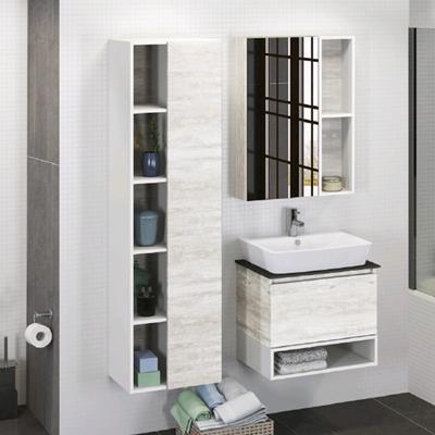 Зеркало шкаф Comforty Прага 60 для ванной комнаты, цвет дуб белый