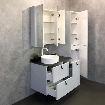 Зеркало шкаф Comforty Сорренто 90 для ванной комнаты, цвет светло-серый