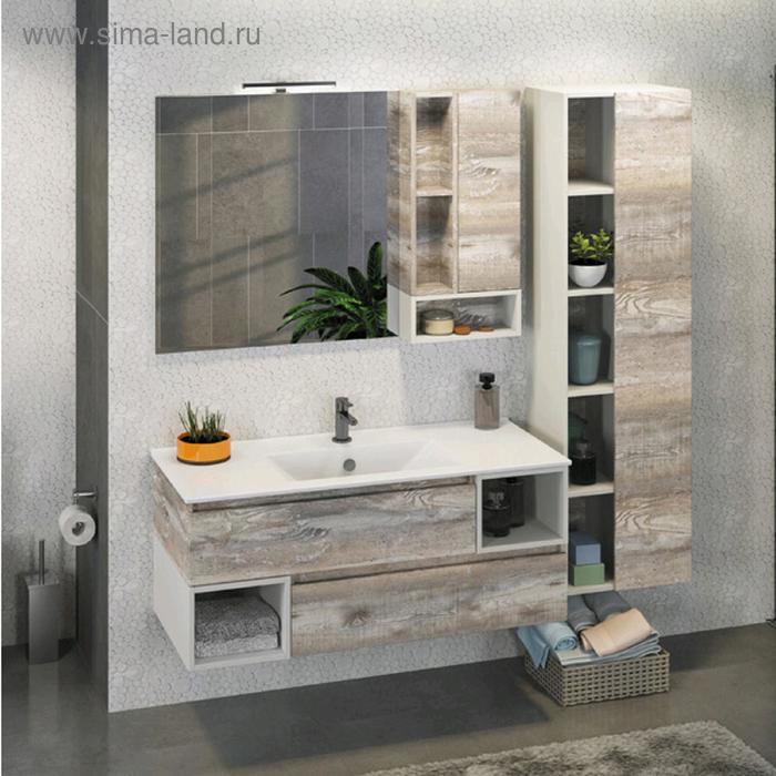 Зеркало шкаф Comforty Турин 120 для ванной комнаты, цвет дуб бежевый