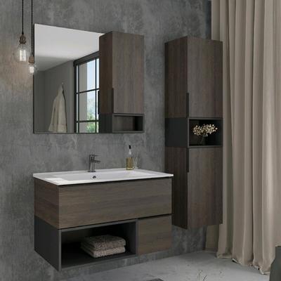 Тумба-умывальник COMFORTY «Франкфурт-90», дуб шоколадно-коричневый с раковиной Quadro 90