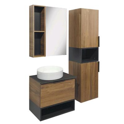 Зеркало шкаф для ванной комнаты Comforty «Штутгарт 60», цвет дуб тёмно-коричневый