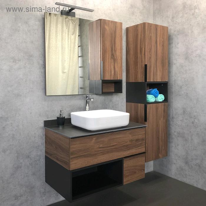 Шкаф – колонна для ванной комнаты Comforty «Штутгарт – 40», 400×320×1600 мм, цвет дуб тёмно – коричневый