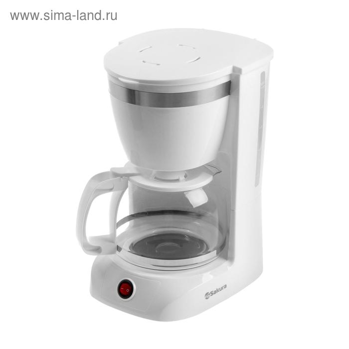 Кофеварка Sakura SA-6109W, капельная, 800 Вт, 1.25 л, белая - Фото 1