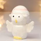 Сувенир керамика "Совёнок в полосатом розовом колпаке" серый 9х5,3х8,7 см - фото 804308640