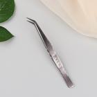 Пинцет изогнутый, 14,5 см, цвет серебряный - Фото 1