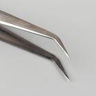 Пинцет изогнутый, 14,5 см, цвет серебряный - Фото 2