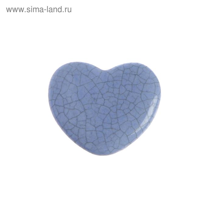 Ручка керамическая для мебели BLUMEN HAUS "Сердце", серо-голубой - Фото 1