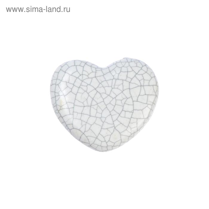 Ручка керамическая для мебели BLUMEN HAUS "Сердце", белый - Фото 1
