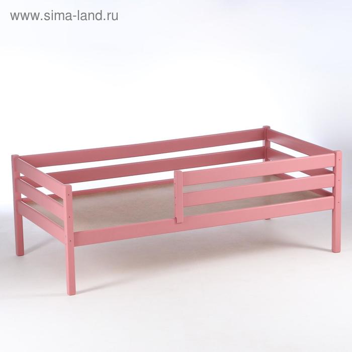Кровать Сева, спальное место 1400х800, Розовый пастельный/Массив Берёзы - Фото 1