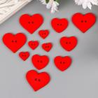 Пуговицы декоративные "Сердце", дерево (набор 12 шт) ассорти, красные - Фото 3