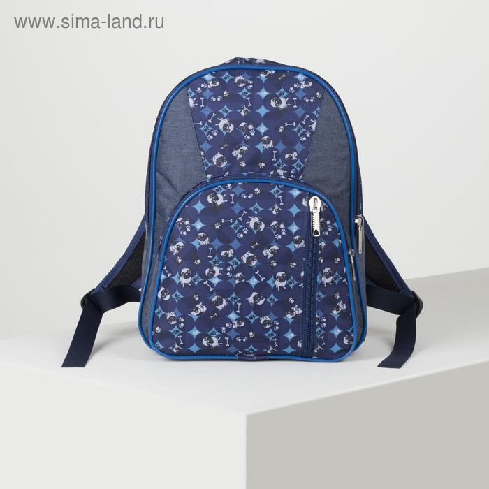 Рюкзак школьный, 2 отдела на молниях, 2 наружных кармана, цвет синий - Фото 1