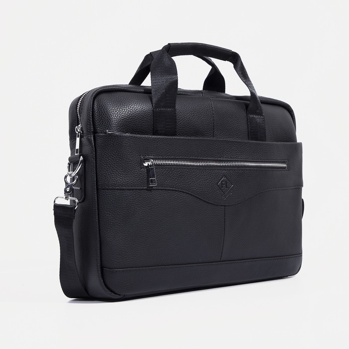 Сумка деловая мужская Fidelio Largo, на молнии, 39×8×29 см, черная - Фото 1