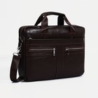 Сумка деловая мужская Fidelio Largo, на молнии, 40×8×29 см, тёмно-коричневая - Фото 2