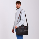 Сумка деловая мужская Fidelio Largo, на молнии, 40×8×29 см, тёмно-коричневая - Фото 8