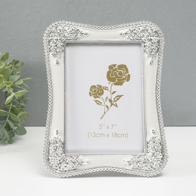 Фоторамка для фото 13×18 см «Розовый сад», пластик под металл, серебро и перламутр, 22×16.7×1.5 см