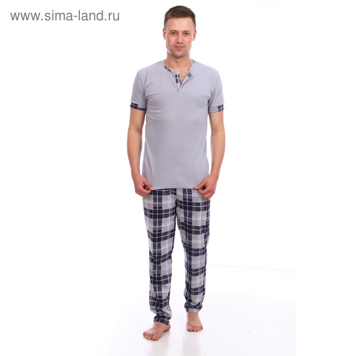 Костюм мужской (футболка, брюки) цвет серый МИКС, размер 46 - Фото 1