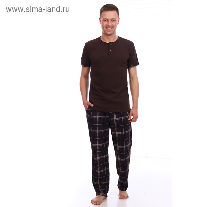 Костюм мужской (футболка, брюки), цвет коричневый, размер 46 - Фото 1