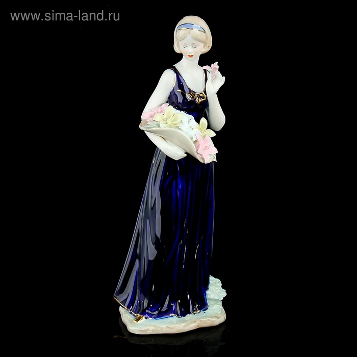Сувенир "Девушка с корзиной лилий в синем платье" 31х14х11 см - Фото 1