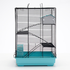 Клетка для грызунов "Пижон" №5, с 3 этажами, укомплектованная, 41 х 30 х 58 см, бирюзовая - фото 21085986