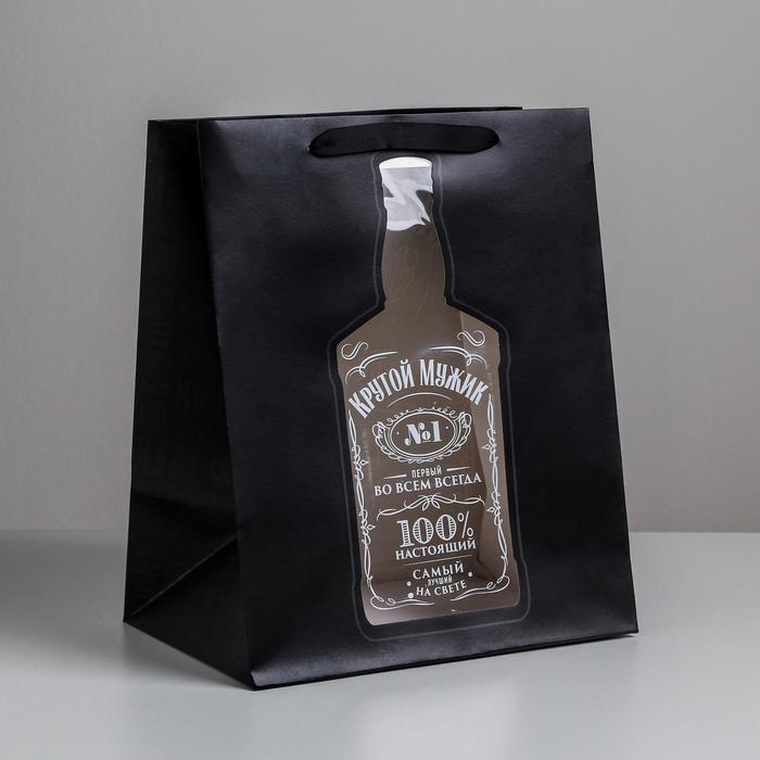 Пакет подарочный ламинированный с пластиковым окном, упаковка, «Крутой мужик», 30,5 х 25 х 17,5 см - фото 1908572408