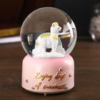 Сувенир полистоун водяной шар музыка, свет "Лама и радуга" МИКС 12,8х8х8 см - фото 23224535