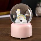 Сувенир полистоун водяной шар музыка, свет "Лама и радуга" МИКС 12,8х8х8 см - фото 23224537