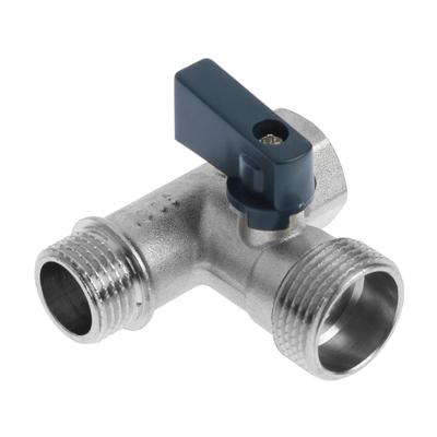 Кран шаровой AQUALINK, трехпроходной, 1/2" × 3/4" × 1/2", гайка/штуцер/штуцер, ручка-флажок