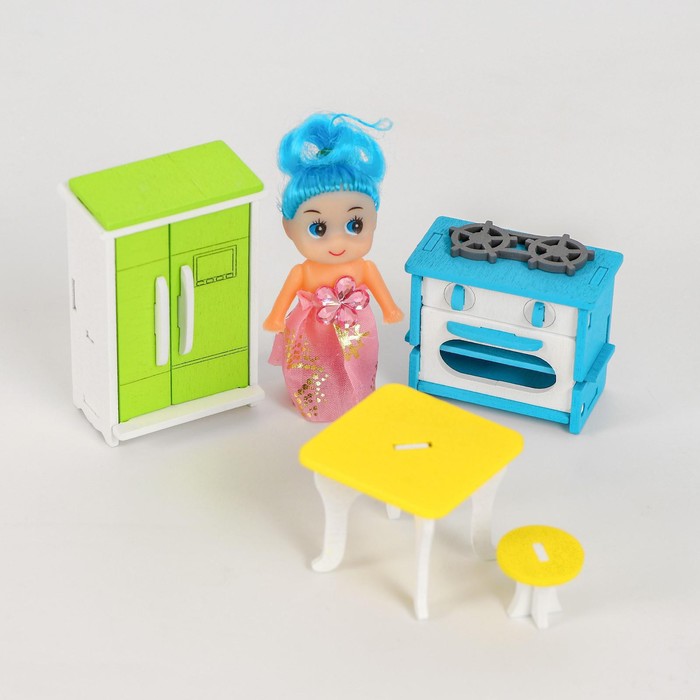 Мебель для кукол «Кухня» + куколка в подарок - фото 1882075703