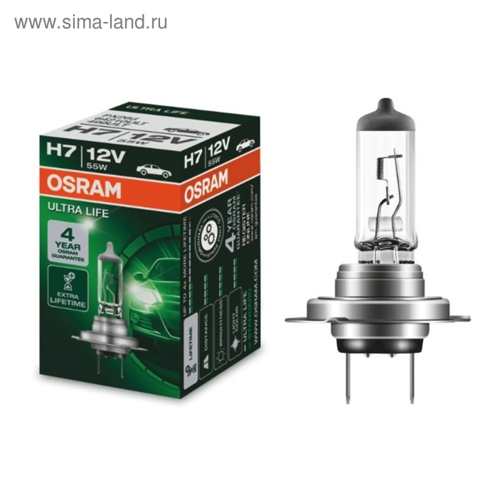 Лампа автомобильная Osram H7 Ultra Life 12V 55W, 64210ULT - Фото 1