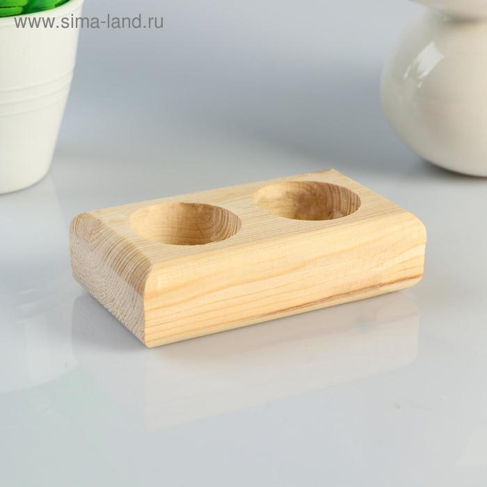Деревянный подсвечник на 2 свечи «Прямоугольный», массив, 11×6×3 см - Фото 1
