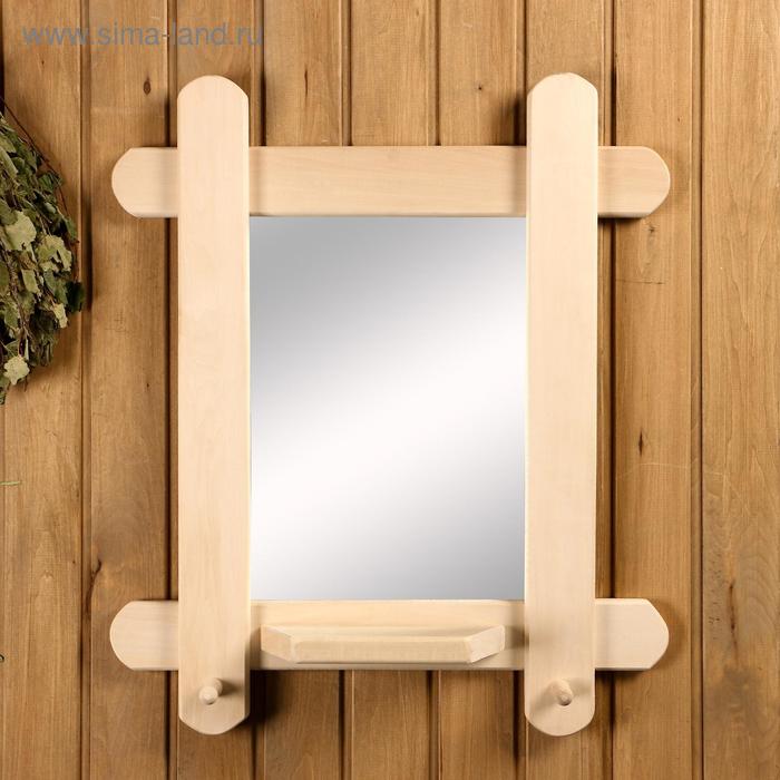 Зеркало «Сказка» с полкой, 2 крючка, в деревянной раме, прямоугольное - Фото 1