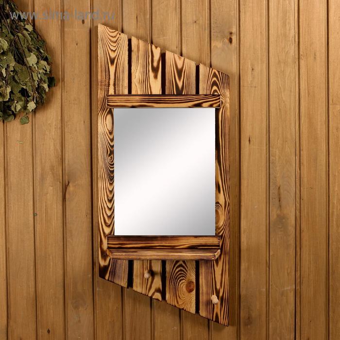 Зеркало «Диагональ», 78×35 см, обожжённое дерево, «Добропаровъ» - Фото 1