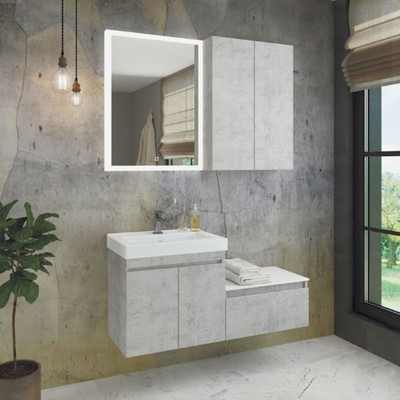 Шкаф подвесной COMFORTY «Осло – 60», 580×180×800 мм, цвет бетон светлый