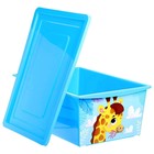 Ящик для игрушек, с крышкой, «Веселый зоопарк», объём 30 л, цвет голубой - фото 7070989