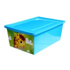 Ящик для игрушек, с крышкой, «Веселый зоопарк», объём 30 л, цвет голубой - фото 7116861
