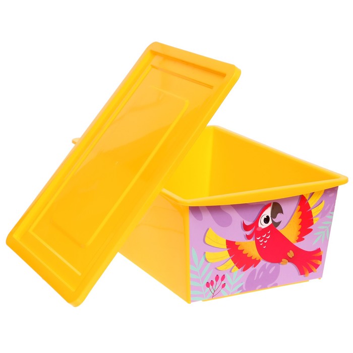 Ящик для игрушек, с крышкой, «Веселый зоопарк», объём 30 л, цвет жёлтый - фото 1882075880