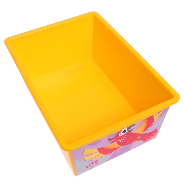 Ящик для игрушек, с крышкой, «Веселый зоопарк», объём 30 л, цвет жёлтый - фото 1882075881