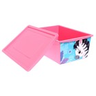 Ящик для игрушек с крышкой, «Весёлый зоопарк», объем 30 л, цвет розовый - фото 79746