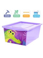 Ящик для игрушек с крышкой, «Весёлый зоопарк», объем 30 л, цвет фиолетовый - Фото 2