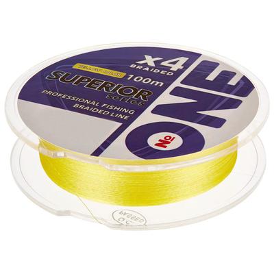 Шнур плетёный №ONE SUPERIOR Х4, диаметр 0.10 мм, тест 3.63 кг, 100 м, жёлтый