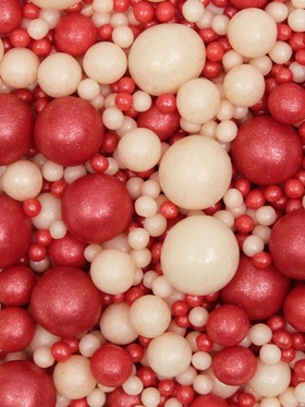 Посыпка кондитерская с мягким центром «Жемчуг»: красный, серебро, 50 г (комплект 2 шт)