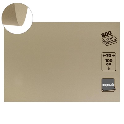 Картон переплётный 1.25 мм, 70×100 см, 5 листов, 800 г/м², серый