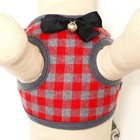 Шлейка с поводком, размер М, поводок 120×1 см, ОШ 28-48 см, ОГ 32-52 см, мягкая, красная, серая - Фото 6